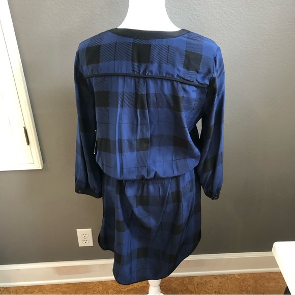 NWT Parker Black & Blue Silk Plaid Mallory Dress - Picture 11 of 15